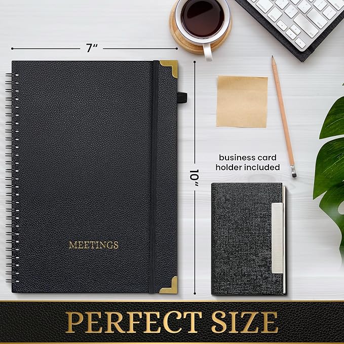 Meeting Notebook Set for Work – 3 Piece PU Leather Business Notebook - Image 3