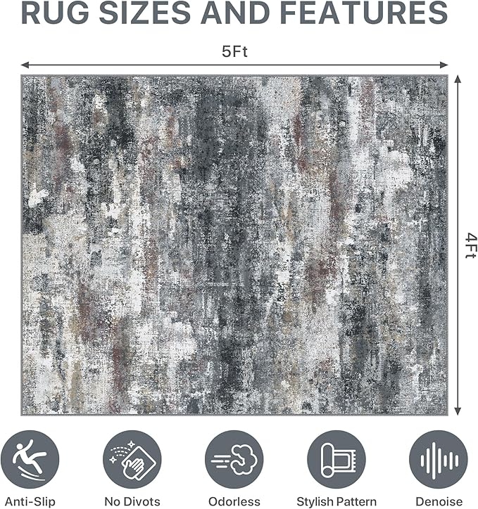 Office Chair Mat for Hardwood Tile Floor, Abstract 48"X 60" Desk Mats for - Image 9