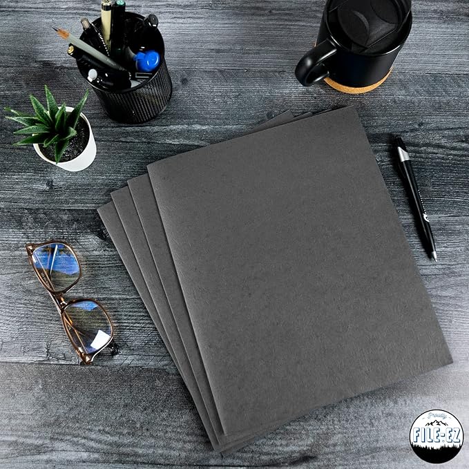 FILE-EZ Two-Pocket Folders, Dark Gray Color, Textured Paper, Matte Finish - Image 7
