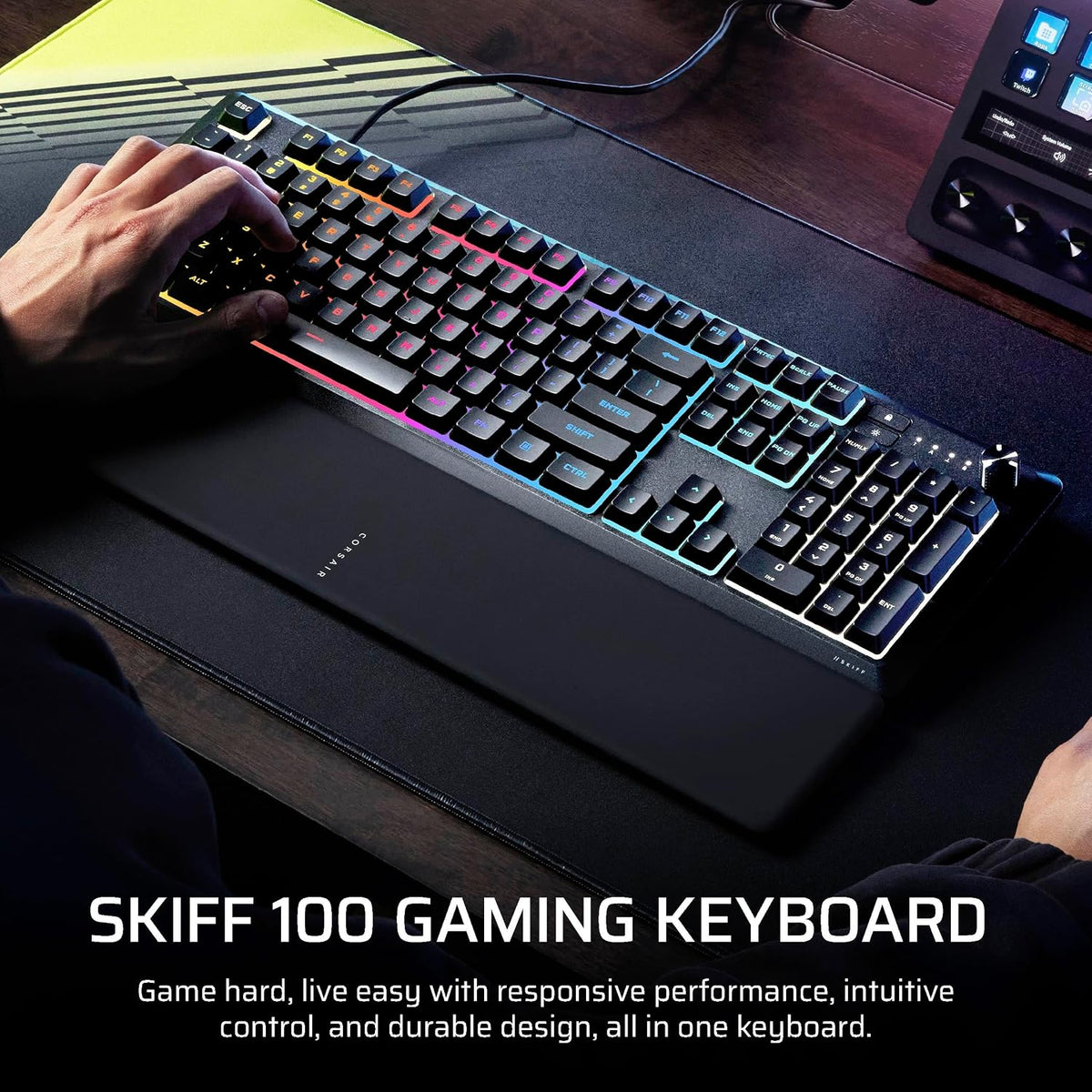 Corsair Skiff 100 Quiet RGB Wired Gaming Keyboard – US QWERTY – Black