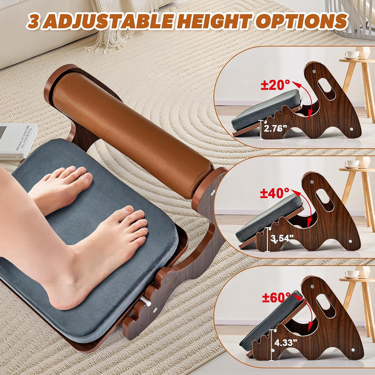 Spacocld Foot Rest for Under Desk at Work- Adjustable Rocking Foot Stool with...
