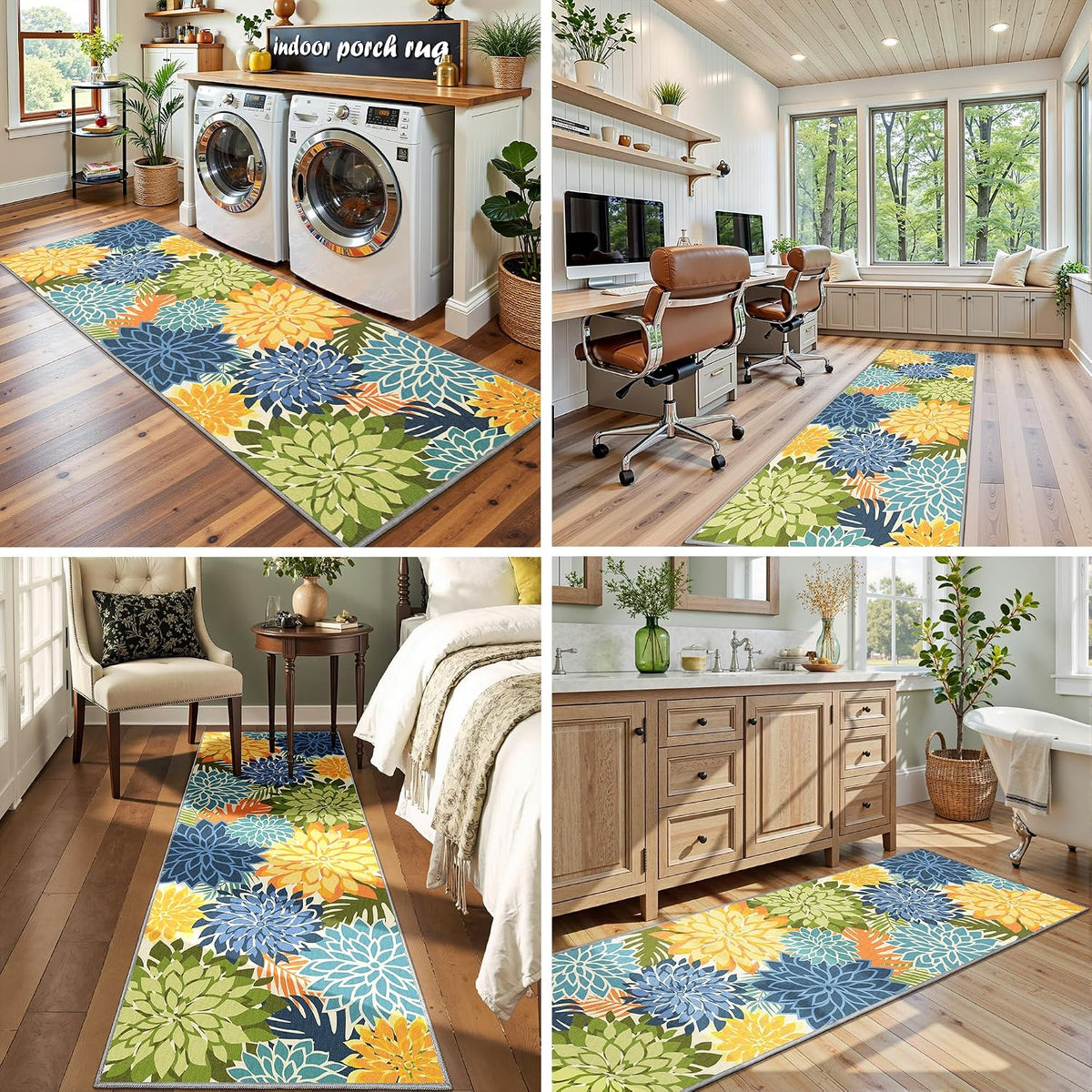 outdoor rug waterproof, washable patio runner rug for on a desk or shelf