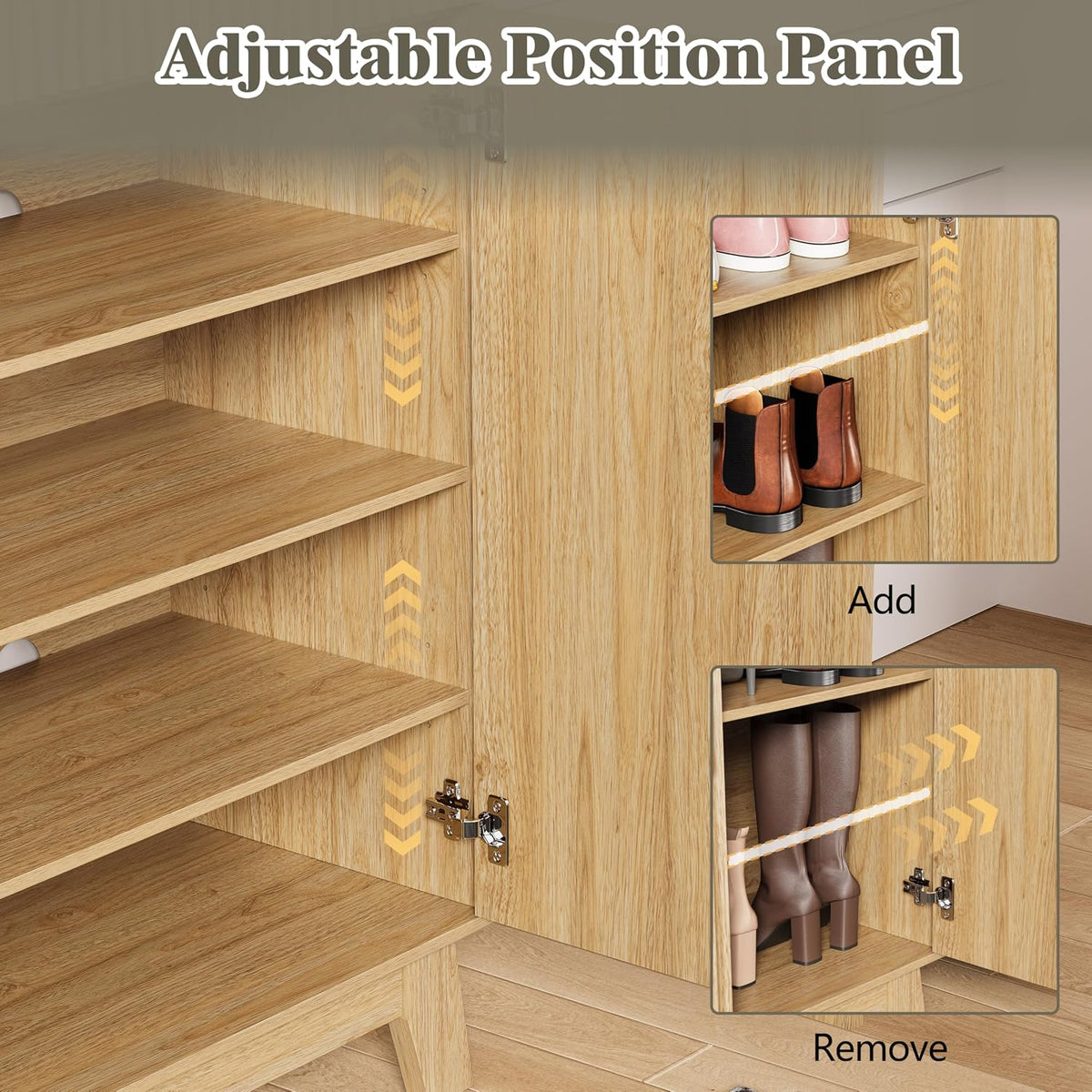 HUANLEGO Shoe Cabinet Storage for Entryway with Doors, Oak