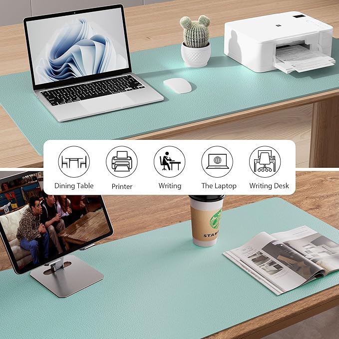 Aothia Leather Desk Pad Protector, Mouse Pad, Office Desk Mat, Non-Slip PU - Image 5