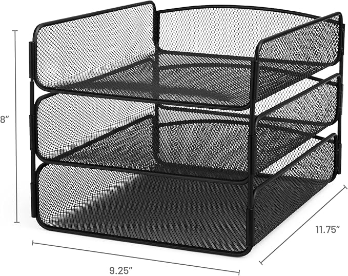 Safco Onyx Desk Organizer, 3 Trays, Office and Classroom Mailbox, Paper and - Image 5