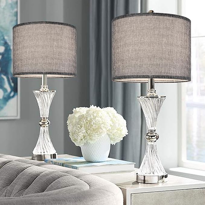 Gray Drum Lamp Shades Medium 13" Top x 13" Bottom x 10" High Traditional - Image 8