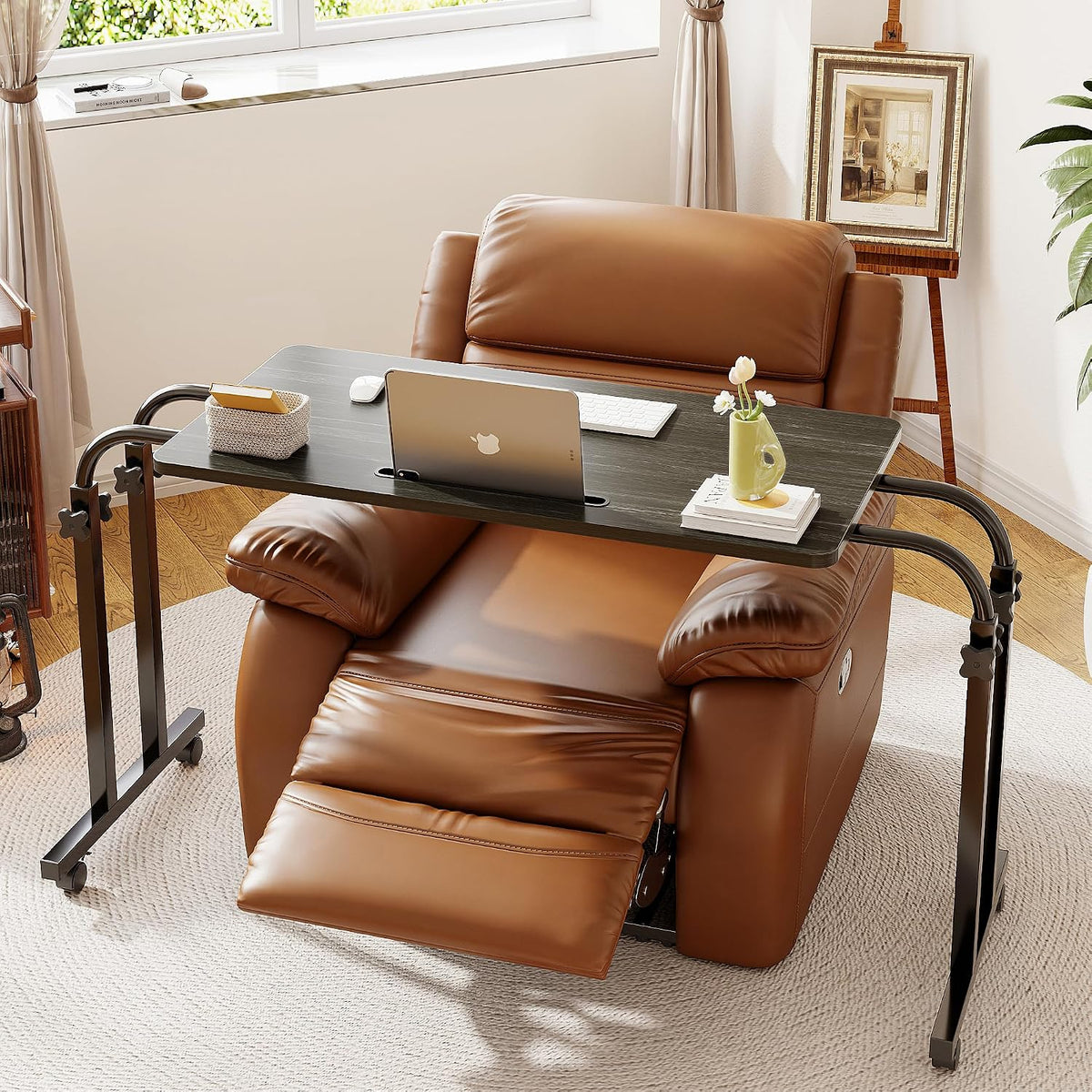 TigerDad Mobile Recliner Desk Overbed Table with Wheels Laptop Stand Tray