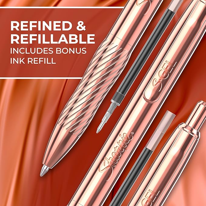 Sharpie S-Gel Gel Pen, Copper Metal Body, Medium Point, Includes 1 Pen and 1 - Image 5