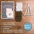 Felt Board With Rustic Vintage Frame and Stand 12x16 Inch, Numbers and Symbols - Image 2
