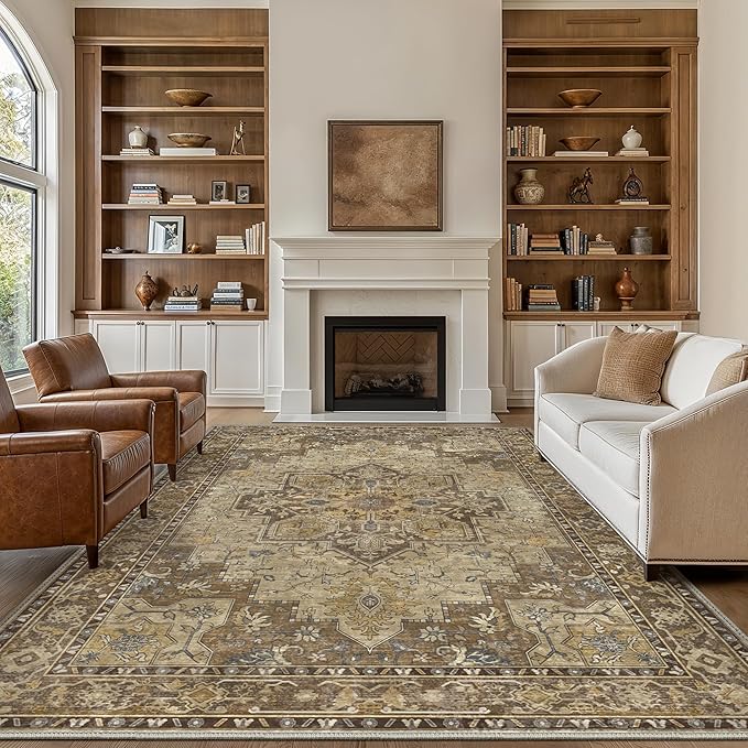GENIMO 6x9 Area Rugs for Living Room, Machine Washable Non Slip Vintage Rugs by GENIMO