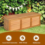 happygrill 46 gallon acacia wood deck box, outdoor showing dimensions