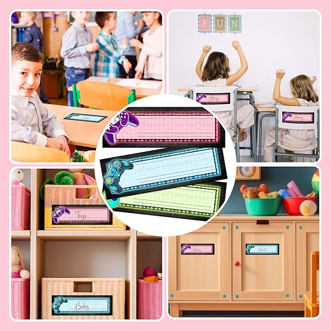30 Name Tags for Classroom Cubbies, 3x9 in Video Game Name Plates for Desks - Image 4