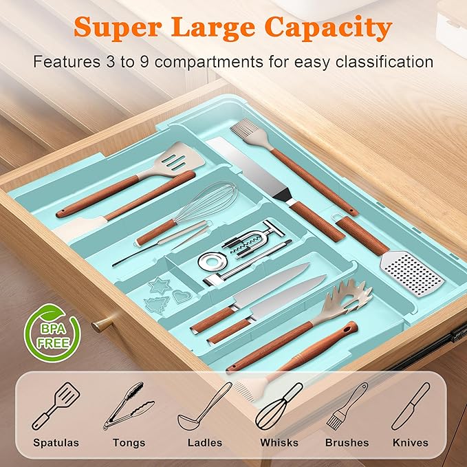 Large Utensil Drawer Organizer Expandable Silverware Organizer - Image 2
