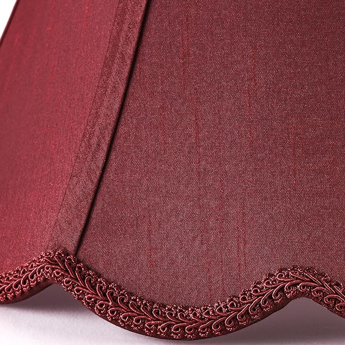 GOSO Set of 1 Elegant Leaf Scalloped Lamp Shade Burgundy, 6×13×9.8 Inch Spider - Image 3