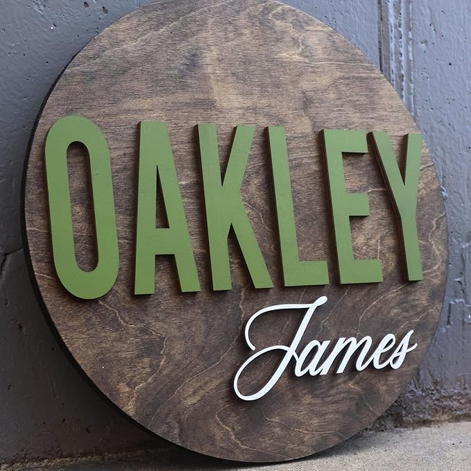 Custom Round Nusery Name Sign, Personalized 3D Baby Name Announcement Sign - Image 4