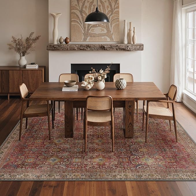 GENIMO 6x9 Area Rugs for Living Room, Machine Washable Non Slip Vintage Rugs - Image 4