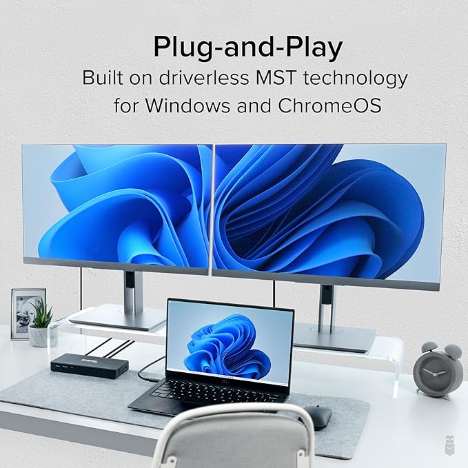 Plugable USB-C Docking Station Dual 4K 60Hz HDMI, 65W Charging, Gigabit Ethernet - Image 4