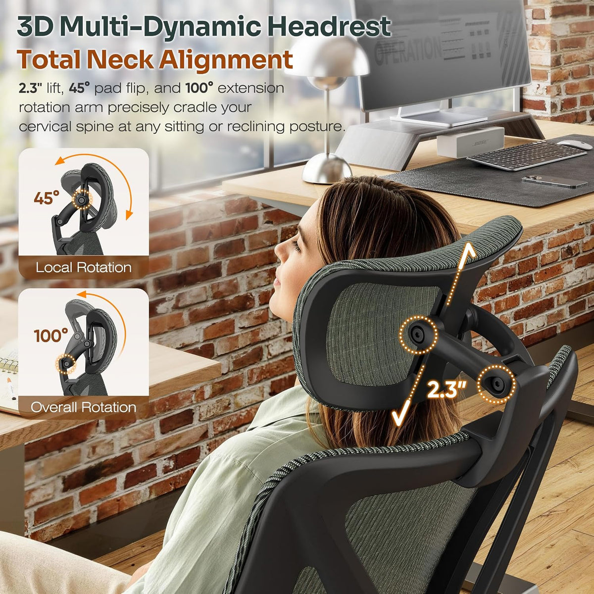 GABRYLLY Ergonomic Office Chair with Adjustable Lumbar Support, 3D Armrests &...