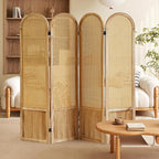 Asnefeli Room Divider 4 Panel, Folding Privacy Screen, Foldable Wood Divider - Image 8