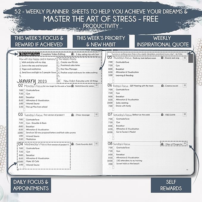 Life & Goal Planner – Undated Daily, Weekly & Monthly Organizer - Image 3