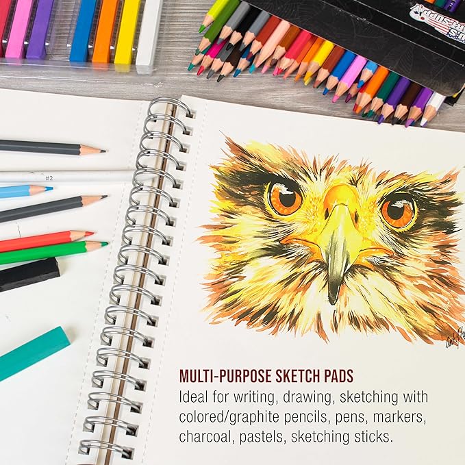 U.S. Art Supply 8"x10" Sketch Book Pad, 2 Pack, 60lb Spiral Bound - Image 5