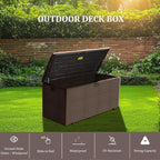 PATIOEASY 180GAL Deck Box -Grey, Wheeled Footlocker, Waterproof Resin Storage - Image 5