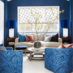 GO&SO Large Drum Lamp Shades Set of 2 Blue Velvet Lampshade - Image 8