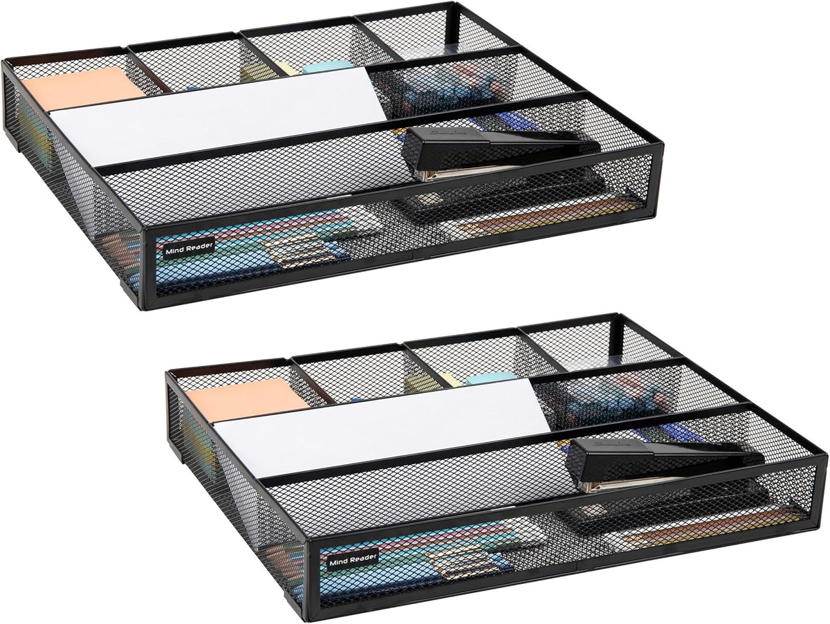 Mind Reader 6-Compartment Drawer Organizer, Metal Mesh Desk Organizer for Off...