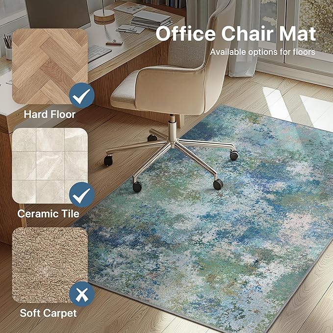 Office Chair Mat for Hardwood Tile Floor, Abstract 36"X 48" Desk Mats for - Image 3
