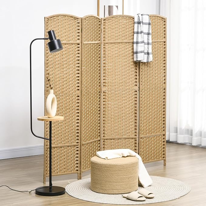 HOMCOM Room Divider, 4 Panel Folding Privacy Screen, 5.6' Tall Freestanding - Image 2