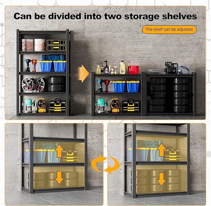 Storage Shelves with Pegboard, Metal Shelving Adjustable Shelves, Garage - Image 7