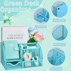 Green and Blue Desk Accessories, 26Pcs Office Supplies and Desk Organizers, with Tape Dispenser, Stapler, Staple Remover, Ect, Gift Box Packaging