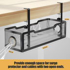 Under Desk Cable Management Tray Black, Cinati Wire Organizers No Drill - Image 6