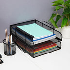 Mind Reader Stackable Paper Tray, Desktop Organizer, File Storage, Metal Mesh - Image 6