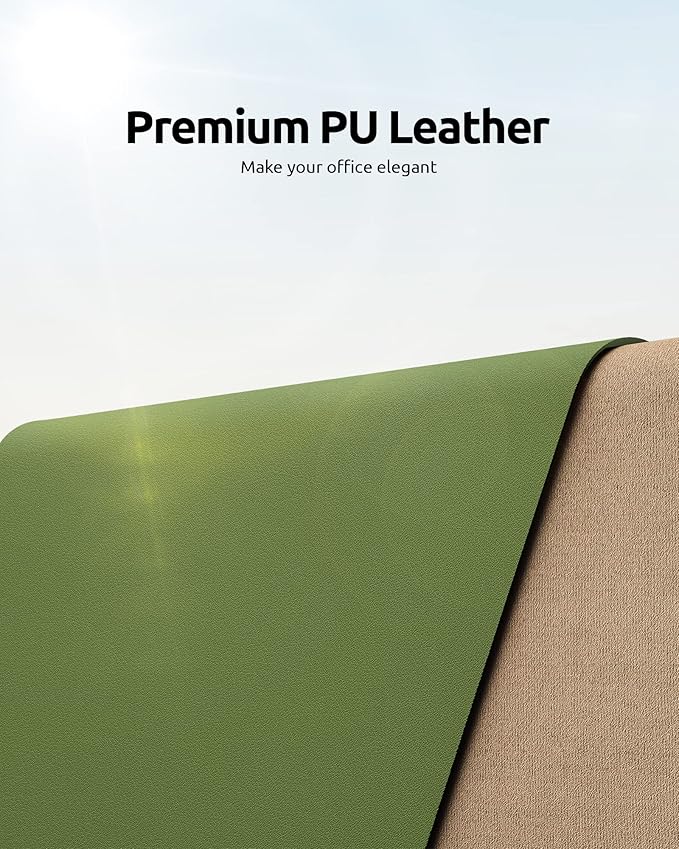 YSAGi Leather Desk Protector, Office Mat, Large Mouse Mat, Non-Slip PU Leather - Image 2