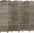 HOMCOM 6 Panel Room Divider, Hand-Woven Freestanding Wall Partition by HOMCOM
