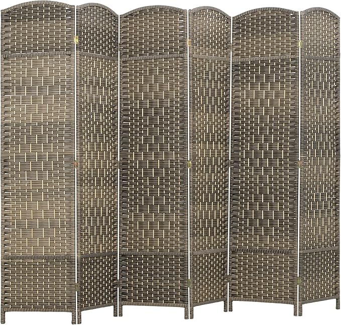 HOMCOM 6 Panel Room Divider, Hand-Woven Freestanding Wall Partition by HOMCOM
