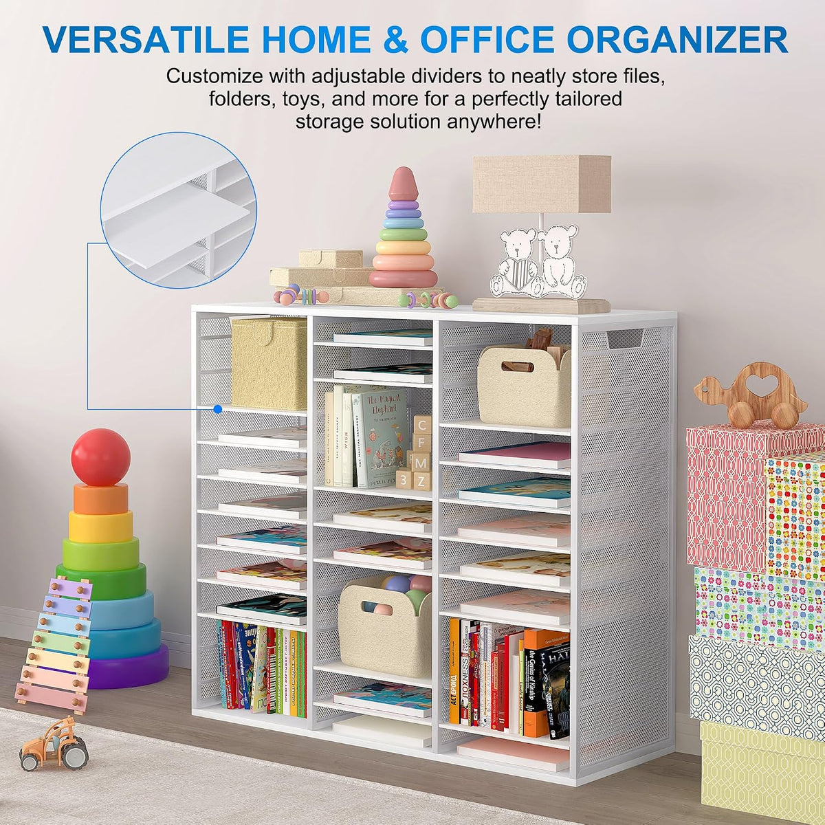 Mail Sorter Adjustable Countertop Mail Holder, Heavy Duty Literature Organize...