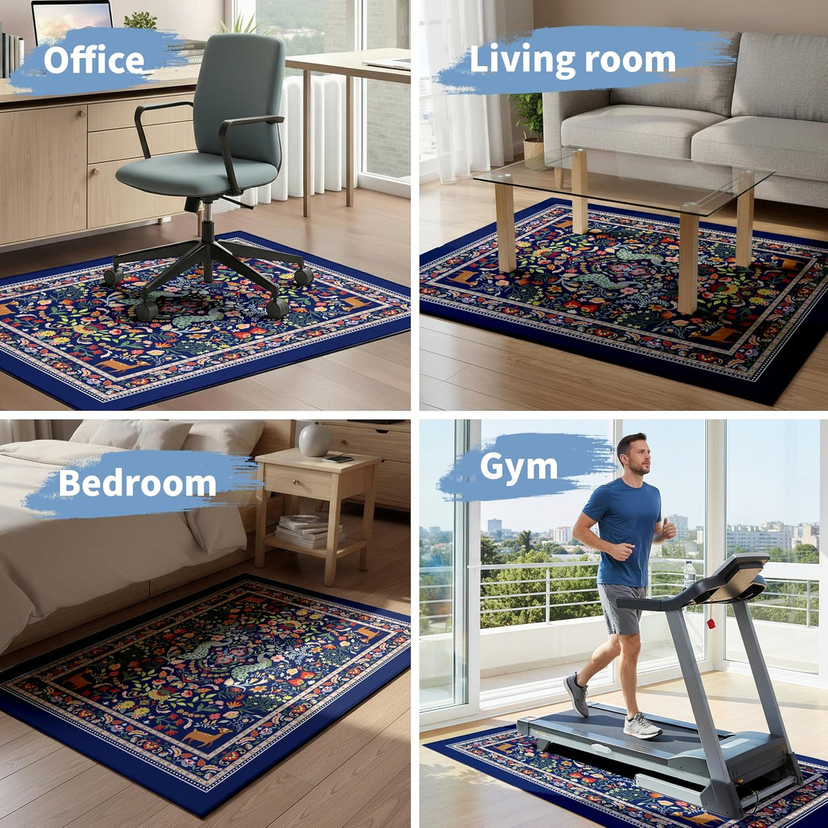 Office Chair Mat for Hardwood Floor 48"x36" Office Home Rug Desk Ca...