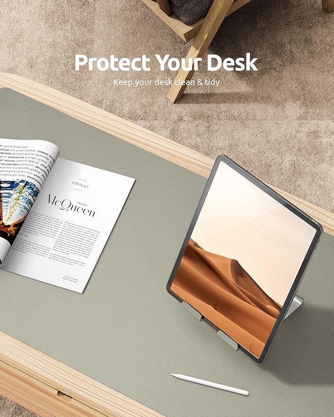YSAGi Leather Desk Pad Protector, Office Desk Mat, Large Mouse Pad, Non-Slip PU - Image 7