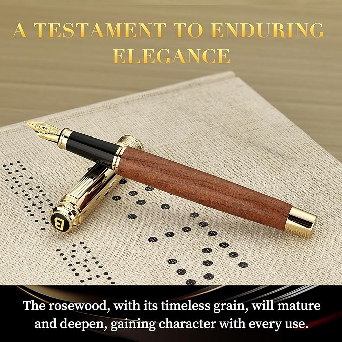 BEILUNER 316 Fountain Pen, Stunning Luxury Rosewood, 24K Gilded Nib, Gorgeous - Image 7