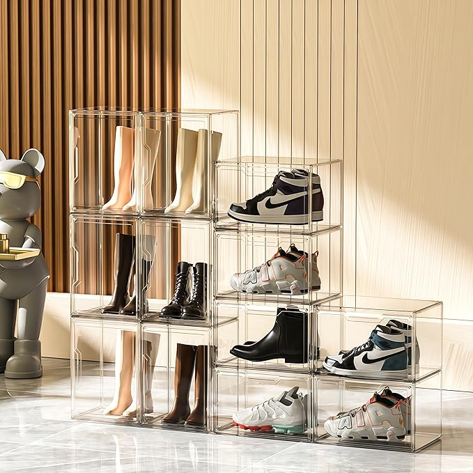 KOKOIN Magnetic Acrylic Clear Shoe Boxes – 360° Clear Plastic Stackable Sneaker by KOKOIN