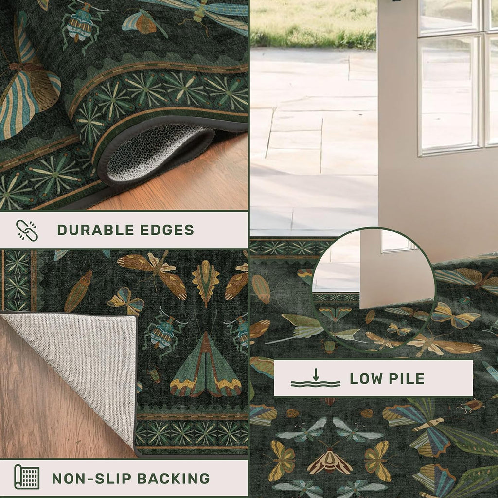 hazo haus washable insect 2x6 runner rug for showing dimensions