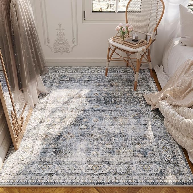 Rugcomf Bedroom Rug 3x5 Rug Washable Area Rug Non Slip Low Pile Small Carpet - Image 2