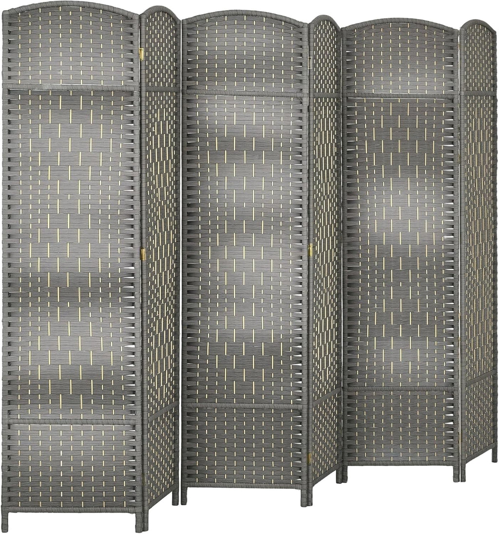 HOMCOM 6 Panel Room Divider, Hand-Woven Freestanding Wall Partition