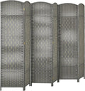 HOMCOM 6 Panel Room Divider, Hand-Woven Freestanding Wall Partition by HOMCOM