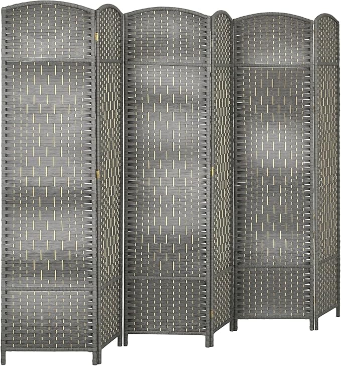 HOMCOM 6 Panel Room Divider, Hand-Woven Freestanding Wall Partition by HOMCOM