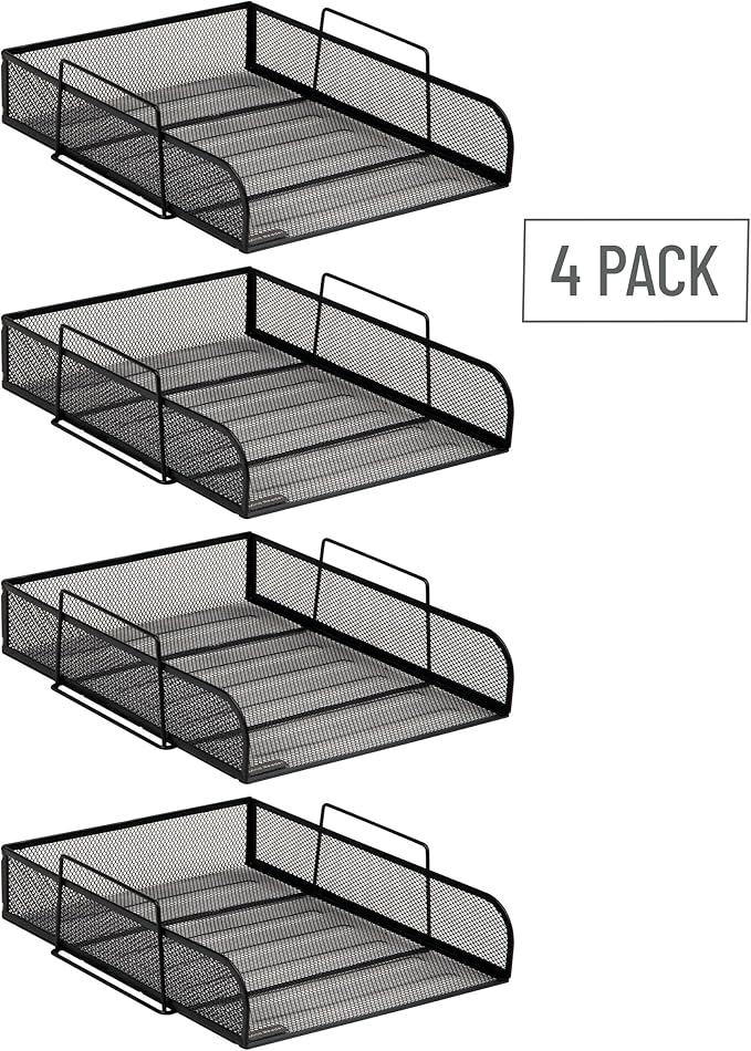 Mind Reader Stackable Paper Tray, Desktop Organizer, File Storage, Metal Mesh - Image 4