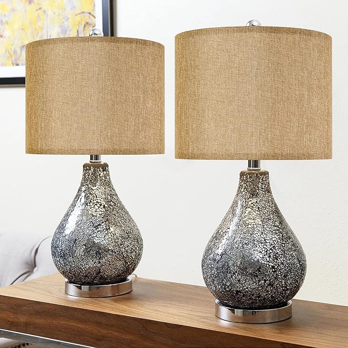 GO&SO Set of 2 Brown Medium Drum Lamp Shades 13" Top x 13" Bottom x 10" High - Image 8