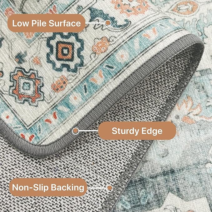 GENIMO 8x10 Area Rugs for Living Room, Machine Washable Non Slip Rugs, Low Pile - Image 6